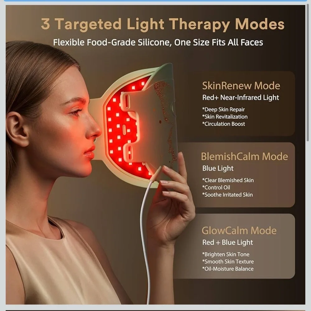 Red Light Therapy Facial Mask 324 LEDs and 4 mode light therapy mask - Picture 2 of 8